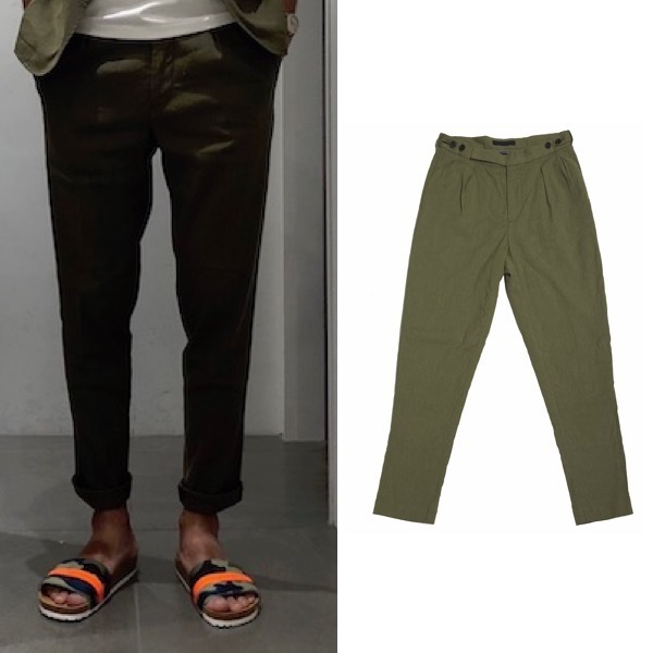 数回着3.3万 ジュンハシモト LINEN ST TWO TUCK PANTS　リネン パンツ 　junhashimoto　　　　　AKM 1piu1uguale3