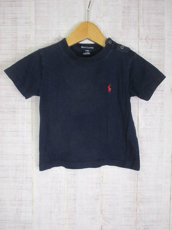 90's　ヴィンテージ　Ralph Lauren　ベビー　Tシャツ　12-18か月　12-18m　肩スナップ　btt09