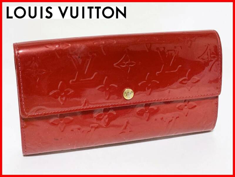 即決 LOUIS VUITTON ルイヴィトン ヴェルニ 二つ折り 財布 赤 ウォレット レディース メンズ K3