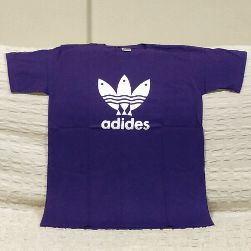 adides★おもしろジョークTシャツ★バイオレット★ギャグＴシャツ★ＸＬサイズ★むらさき★飲み会・コンパ★コットン１００％★激安★ 