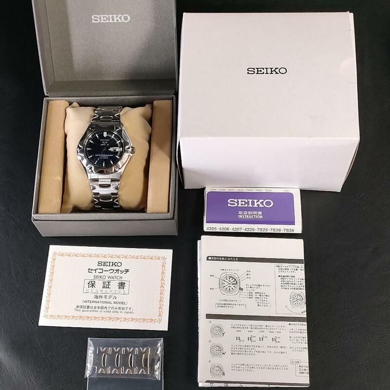 美品【稼働品】SEIKO5セイコーファイブ　7S36　ネイビー　シルバー　自動巻