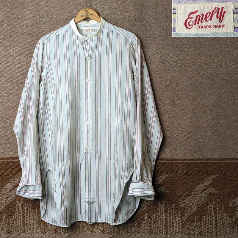 1914パテント 【Emery】 1910s Dress Shirt/ 1910年代 デタッチャブルカラー バンドカラー ドレスシャツ ビンテージ アンティーク 1920s30s