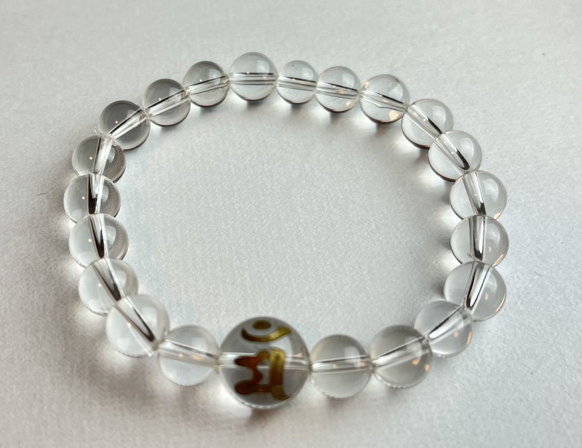 文殊菩薩　女性用　水晶８ミリ 干支ウサギ　長さミリ１７２ミリ　天然石ブレスレット