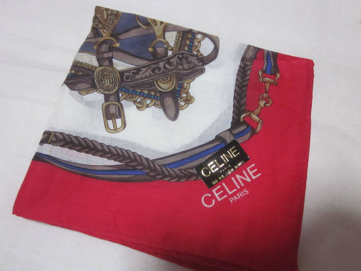 ■【CELINE】■【セリーヌ】■【スカーフ風の柄　ハンカチ】■【未使用】■【送料140円】■