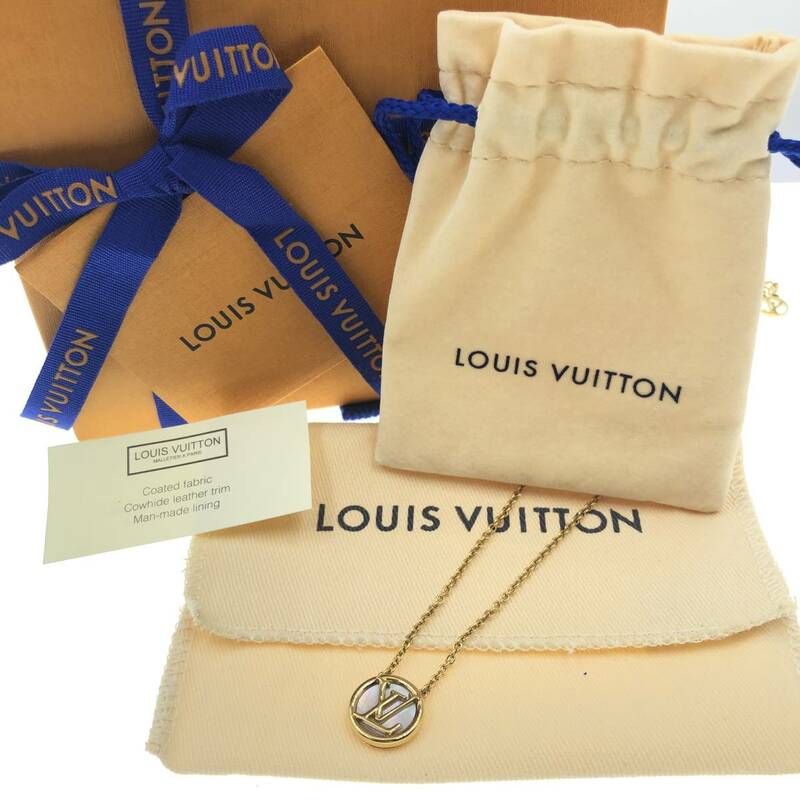 【美品】LOUIS VUITTON ルイ ヴィトン M80259 コリエ LT0V ネックレス マザーオブパール シェル モノグラム ゴールド 箱 布袋