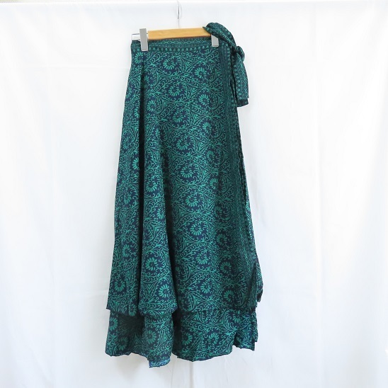 〓 新品 〓 巻きスカート 〓　ラップスカート　2枚重ね　エスニック　アジアン　サリー　レンガ　民族衣装　おしゃれ　〓A051