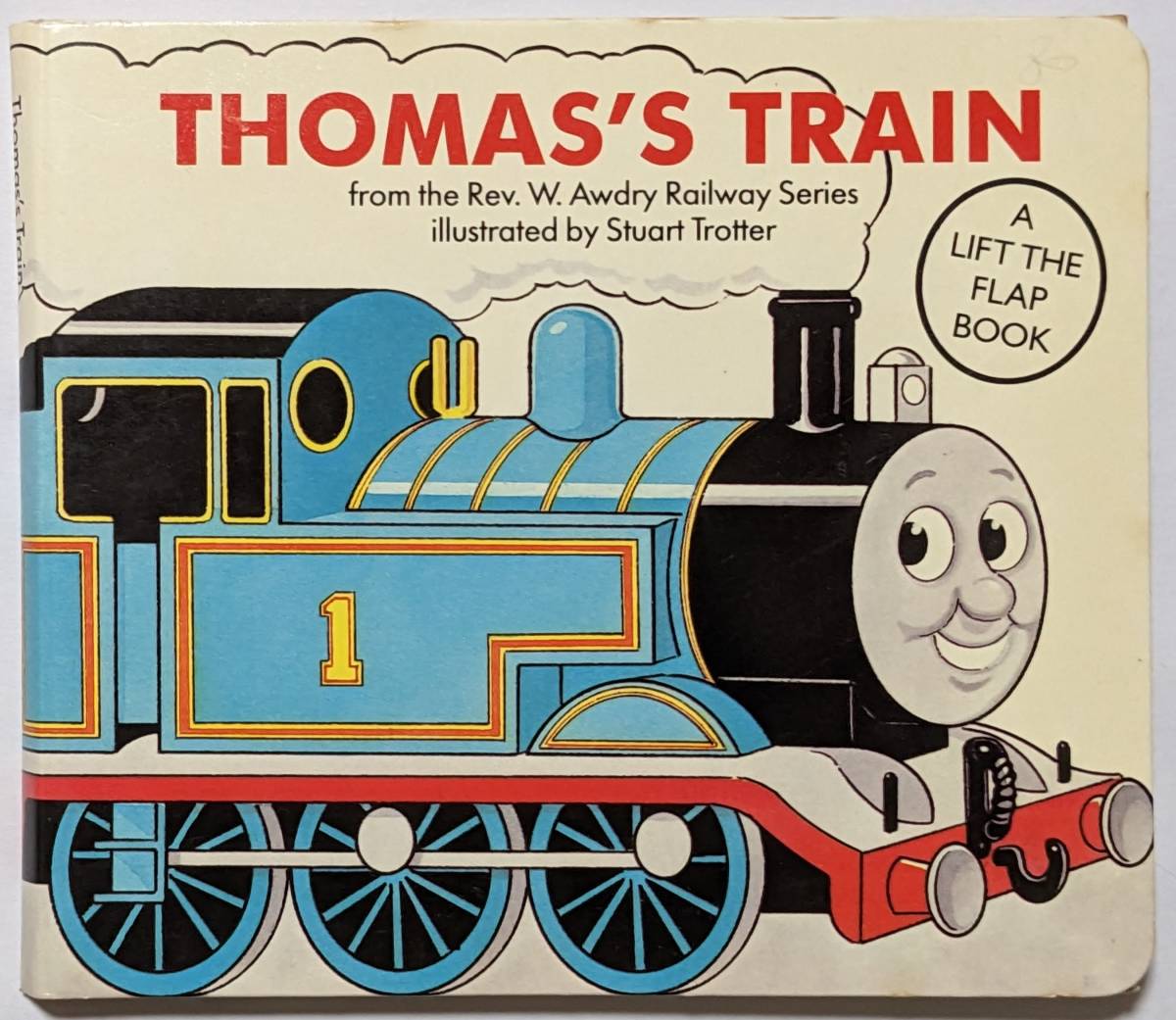 きかんしゃトーマスのフラップブック「THOMAS'S TRAIN」英語/全部を広げることが可能で70㎝以上の貨物車になります/幼児用絵本