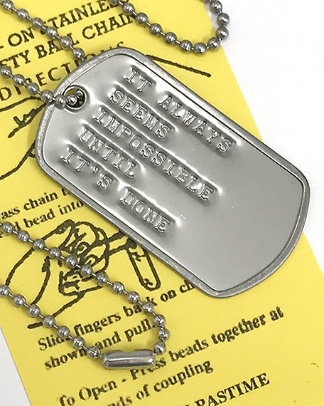 DP-101 名言格言 DOGTAG 何事も成功するまでは不可能に思えるものである ドッグタグ USA 新品