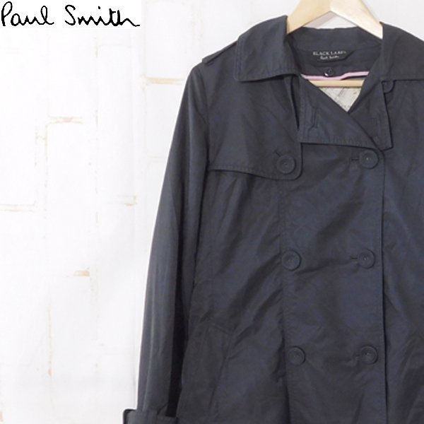ポールスミスブラックレーベルPaul Smith BLACK LAVEL■コットン トレンチコート ライナー付き■42■ブラック ※NK3523239
