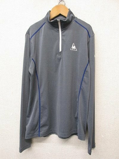 I2957：le coq sportif (ルコック スポルティフ) ハーフジップ長袖シャツ L テニスウェア 練習着/レディース グレー灰