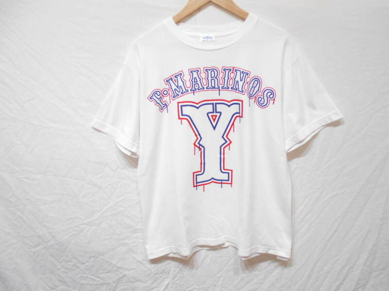 横浜 F マリノス ラバー系プリント 半袖 Tシャツ ホワイト Lサイズ オフィシャル Jリーグ サッカー Yロゴ