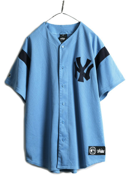 USA製 大きいサイズ XL ■ MLB オフィシャル Majestic ヤンキース ベースボール シャツ メンズ / 古着 ゲームシャツ ユニフォーム 大リーグ