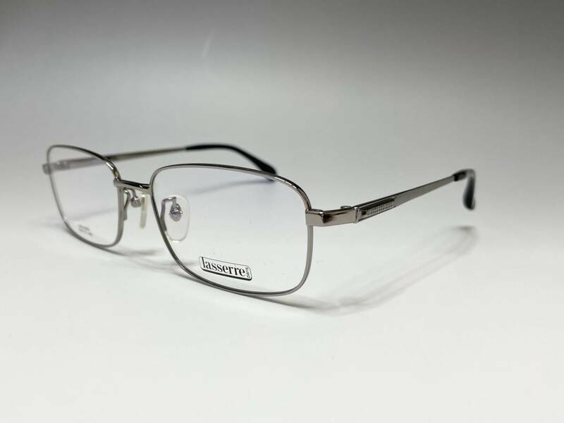  新品 lasserre paris ラセール 軽量 メガネフレーム LAS-5302 56□17 140 シルバーメタルフレーム メンズ レディース ブランド眼鏡 メ1-7