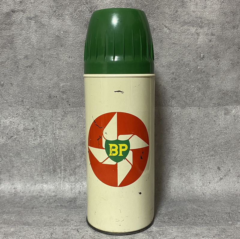 イングランド製 ビンテージ▽BP ブリティッシュペトロリアム ボトル 水筒 企業物 石油 ガソリン 英国製 風車 ブランドロゴ キャンプ