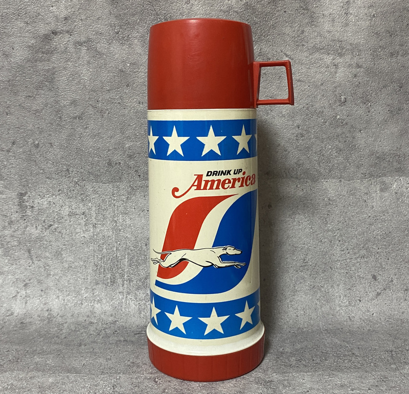 70's ビンテージ▽THERMOS × DRINK UP AMERICA サーモス ボトル 水筒 星 スター アメリカ アンティーク アウトドア キャンプ