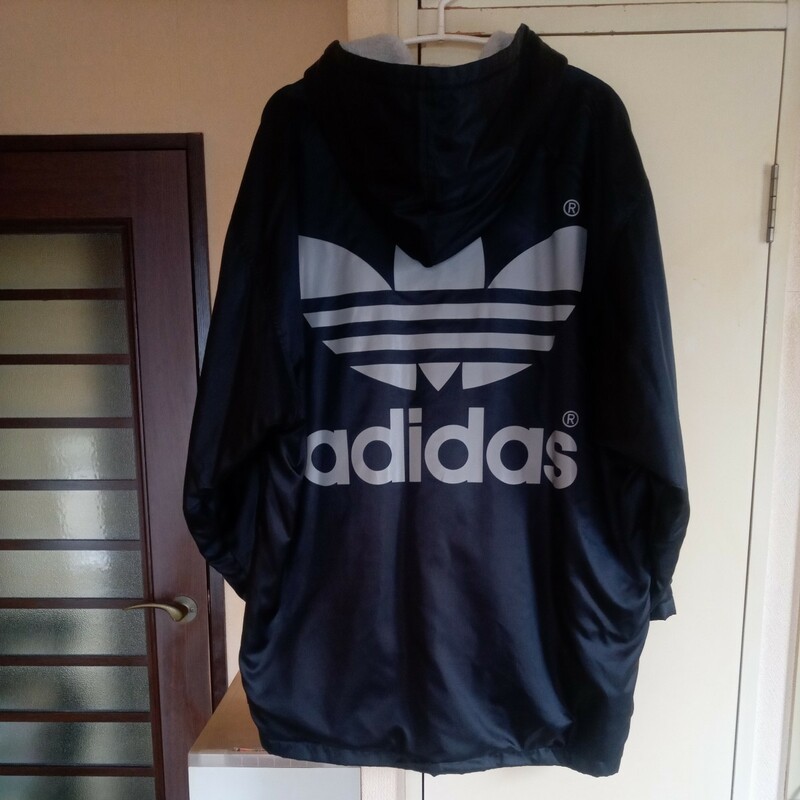 adidas ビッグトレフォイルロゴ ベンチコート デサント製 M 中古 美品