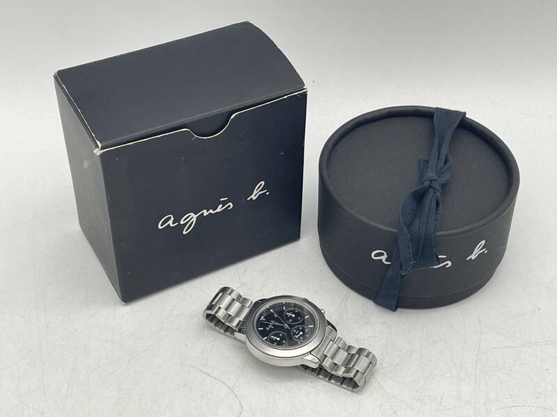 agnes b. アニエスベー　クロノグラフモデル　付属品有　メンズ腕時計　動作未チェック　不動　現状保証無