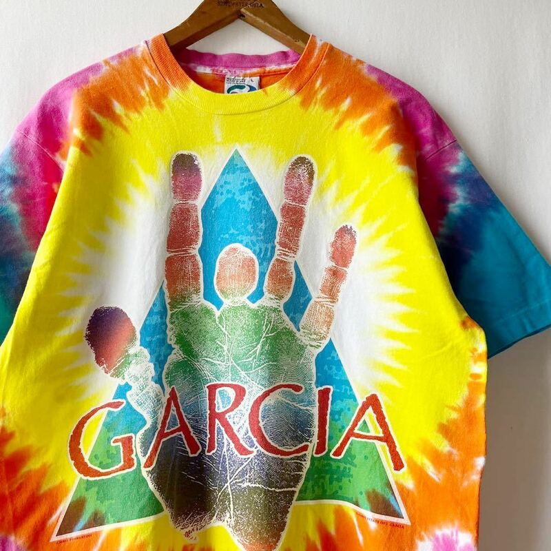 95年 LIQUID BLUE GRATEFUL DEAD Jerry Garcia タイダイ Tシャツ L USA製 ビンテージ 90s 90年代 リッキッドブルー ジェリーガルシア 手形