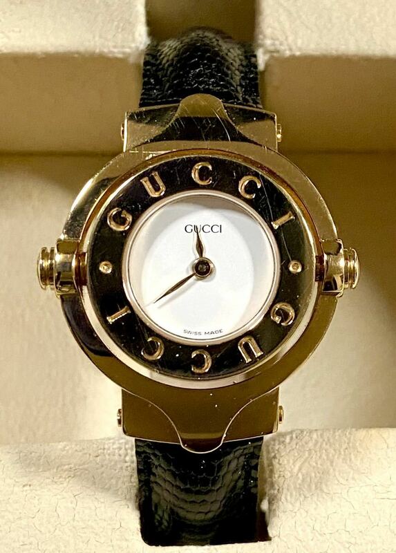 【動作確認済】GUCCI グッチ リバーシブル バングルウォッチ レディース 腕時計 GQ6600 箱付き