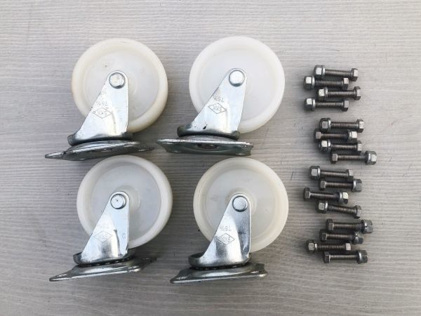 4個セット SSK 75mm キャスター 自在 ロックなし 手押し台車 動作確認 サビあり 取り付けナット 付き 現状品