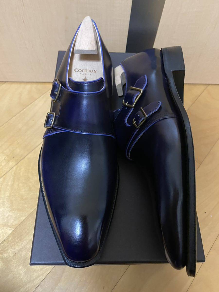 Corthay コルテ　新品 ダブルモンクストラップシューズ パープル 8.5 8h 27cm レザーシューズ ダブルモンクストラップ モンクストラップ 