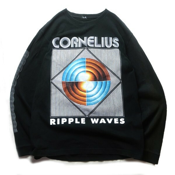 別注コラボ! Cornelius × 10c Ripple Waves コーネリアス 両面 ロゴ プリント 袖プリ 長袖 Tシャツ ロンT ブラック 黒 XL メンズ 希少