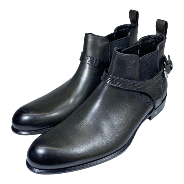 LOUIS VUITTON ルイ ヴィトン エピ ショートブーツ シューズ 靴 革靴 サイドゴア ロゴ レザー ブラック[サイズ 5 1/2 (約24.5cm)]