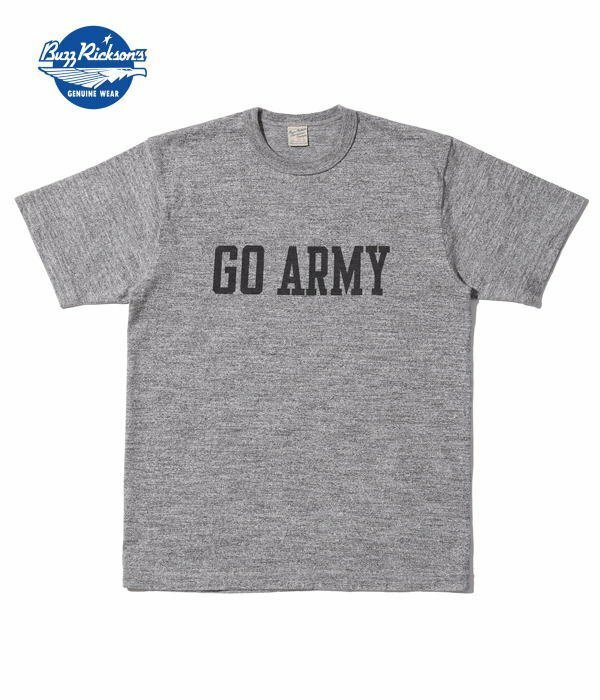 バズリクソンズ BUZZ RICKSON'S 半袖Ｔシャツ BR79182 プリント「GO ARMY BEAT NAVY」スラブヤーン ミリタリーTシャツ Hグレー L 新品