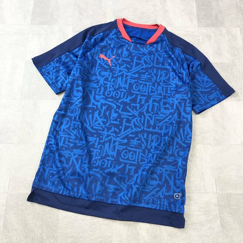 【美品】PUMA プーマ スポーツウエア ゲームシャツ　ユニフォーム　半袖Tシャツ DRY 速乾　ブルー　サイズS