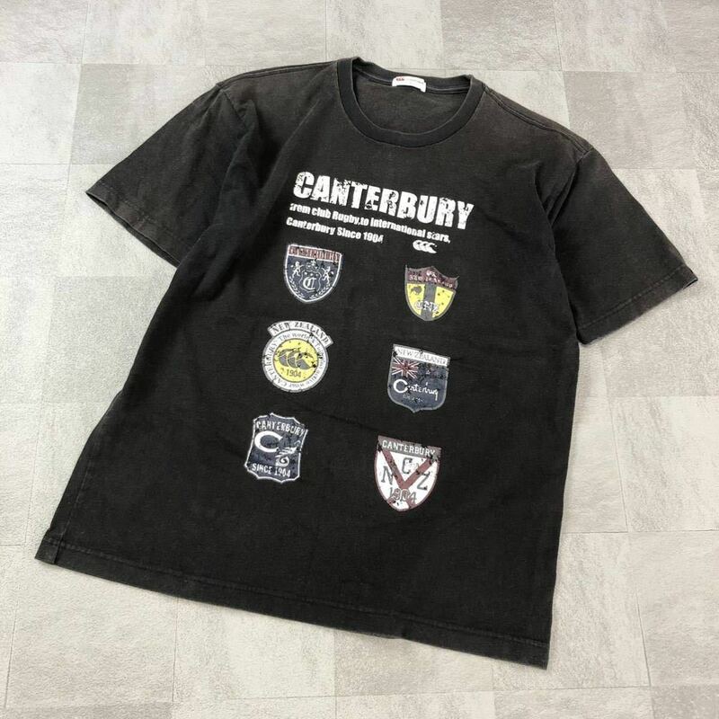 Canterbury カンタベリー　プリントTシャツ　半袖シャツ　コットンTシャツ ブラック　サイズL