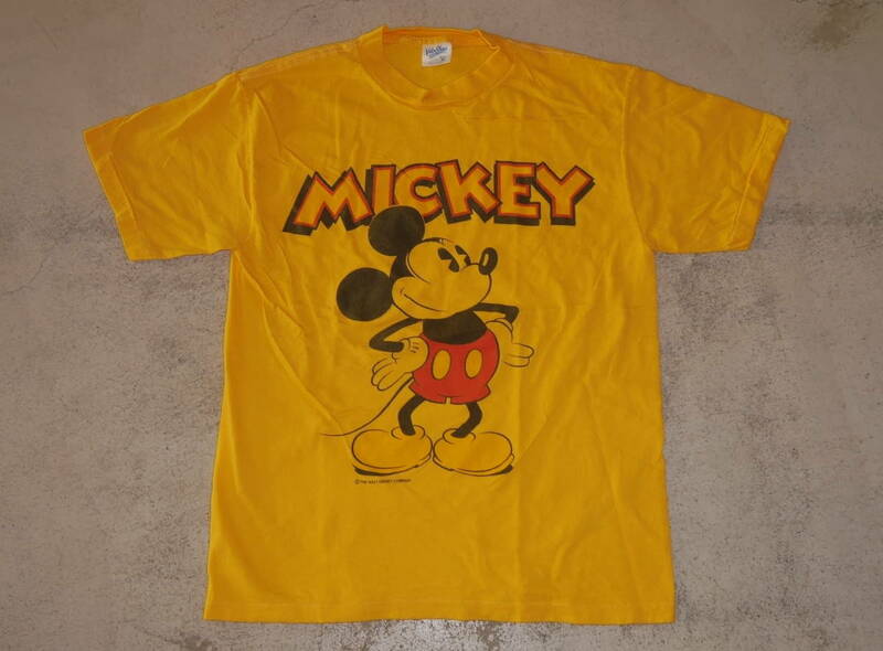 ミッキーマウス未使用デッドストック1990年代TシャツMADE IN USAアメリカ製Mickey Mouseビンテージ古着TベルバシーンVelva Sheenディズニー
