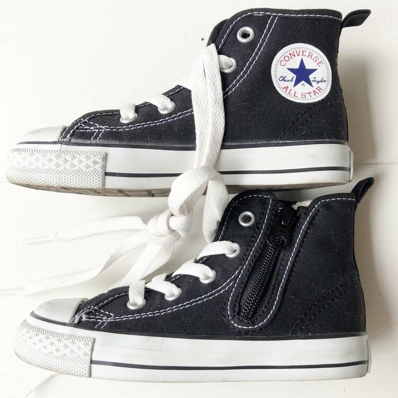 ☆ 美品 KIDS キッズ CONVERSE コンバース ALLSTAR HI オールスター 17cm US10 黒 ブラック 男の子 女の子 ☆