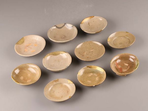 古美術 朝鮮古陶磁器 高麗青磁 寄皿 十枚 時代物 極上品 初だし品 C0710