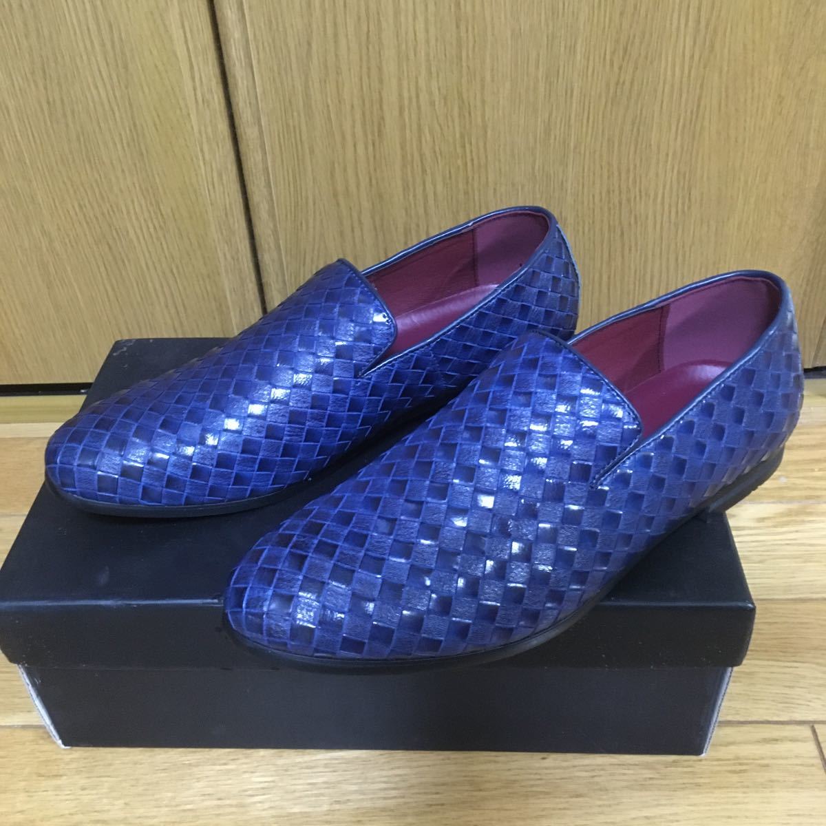 ローファー ビジネスシューズ メンズ スリッポン シューズ☆カラーブルー※25.0cm☆未使用品