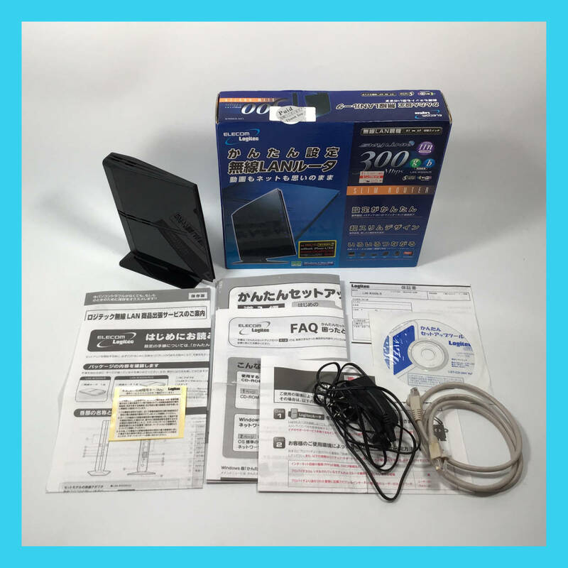 D-010☆　【ジャンク品】　無線LANルータ　300Mbps　エレコム　LAN-W300N/R　※動作確認不可