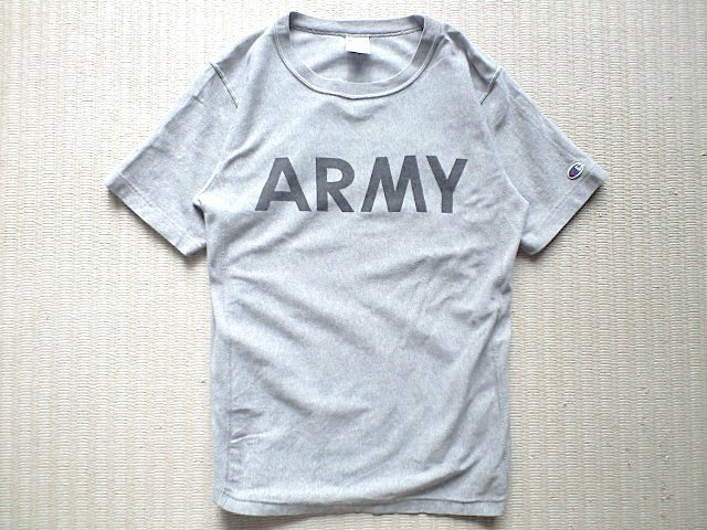 即決 Lサイズ ARMY グレー Champion REVERSE WEAVE ヘビーウェイト Tシャツ 染み込みプリント チャンピオン アーミー BTS