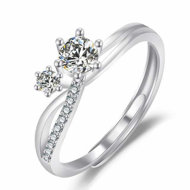 2粒指輪 レディースリング 指輪 スライド調整 アレルギー対応 ジュエリー 指輪レディース 結婚指輪 婚約指輪