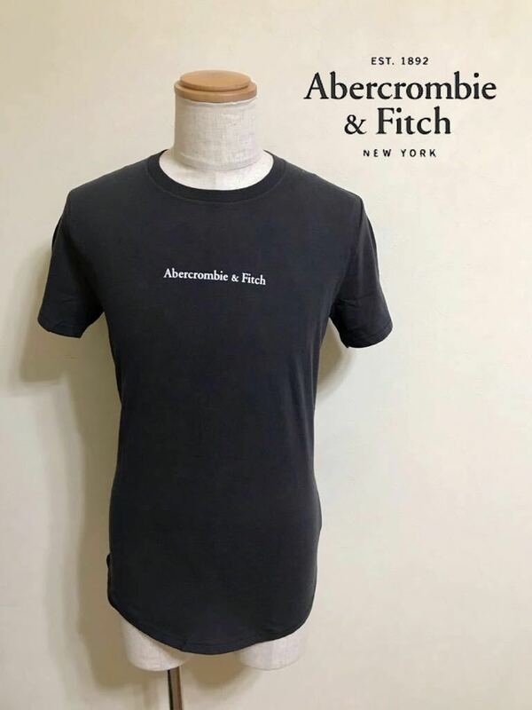 【新品】 Abercrombie & Fitch アバクロンビー&フィッチ メンズ ロゴ ソフト Tシャツ トップス ブラック サイズS 175/92A 黒 半袖