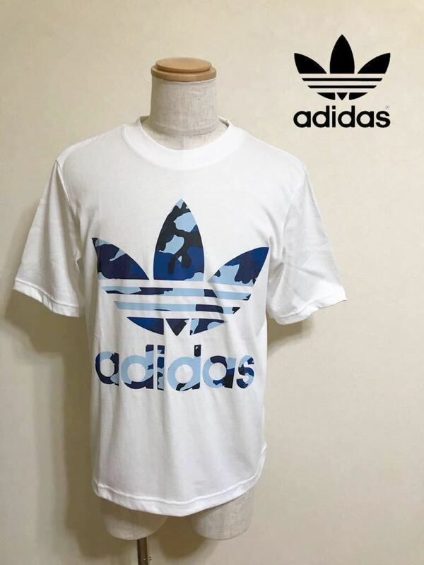 【新品】 adidas originals SSL TEE CAMO OS アディダス オリジナルス トレフォイル カモフラ ロゴ Tシャツ 半袖 サイズS 白 DX4204