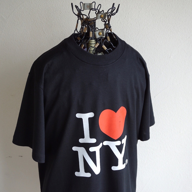 1980s ヴィンテージ USA製 JERZEES ミルトン・グレイザー I LOVE NY プリントTシャツ M ブラック 黒 ハート ニューヨーク アート 古着