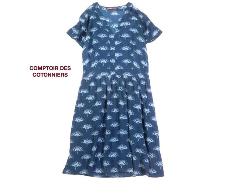 COMPTOIR DES COTONNIERS コントワーデコトニエ シルク 絹 総柄 デザインワンピース 9