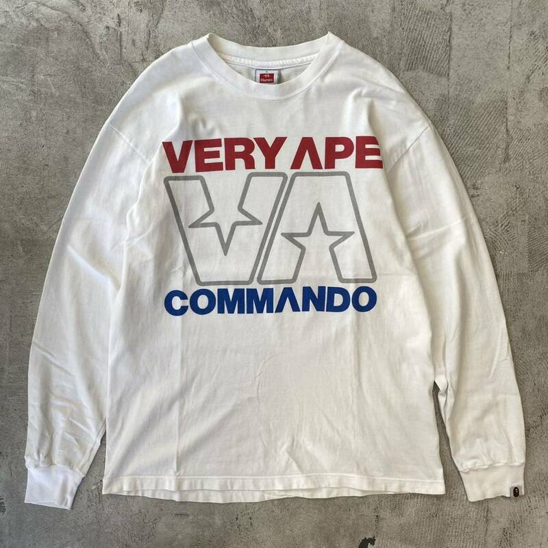 90s 希少 Vintage A Bathing Ape Very Ape VA Commando Hanes L/S Tee 初期 1996 UK 限定 エイプ ヘインズ ロングスリーブ Tシャツ ロンT L