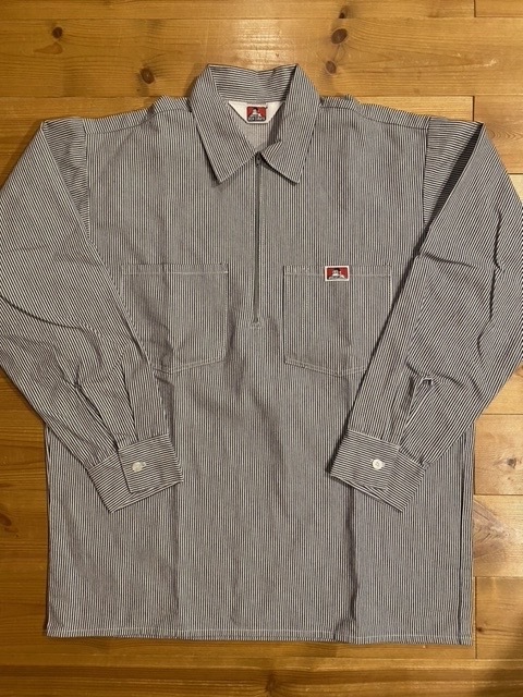 90’s BEN DAVIS/ベン デイビス Vintage L/S Half Zip Box Length Stripe Shirt/長袖 ハーフジップ ボックス丈ストライプシャツ アメリカ製