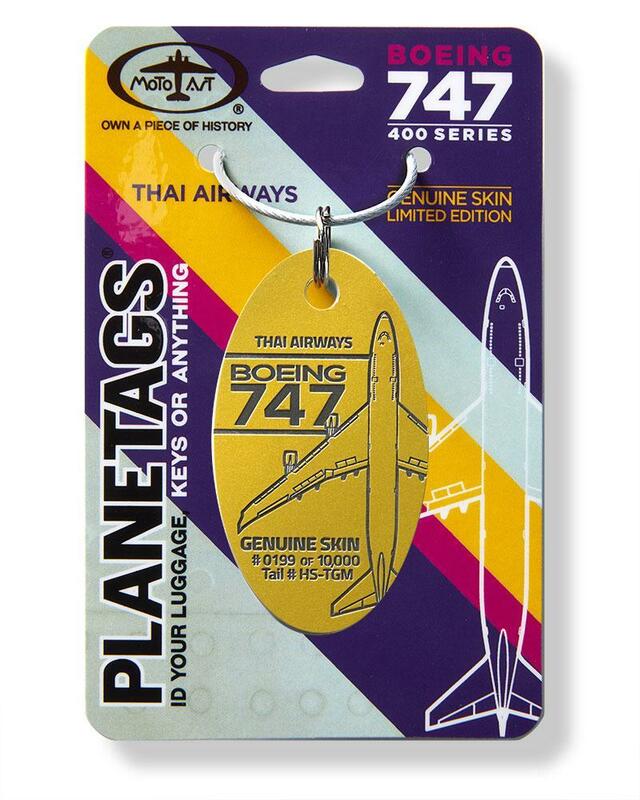 【希少！レア！】PLANETAGS B747 HS -TGM Thai Airways タイ国際航空 機体再生 キーホルダー ボーイング Boeing Golden 金色