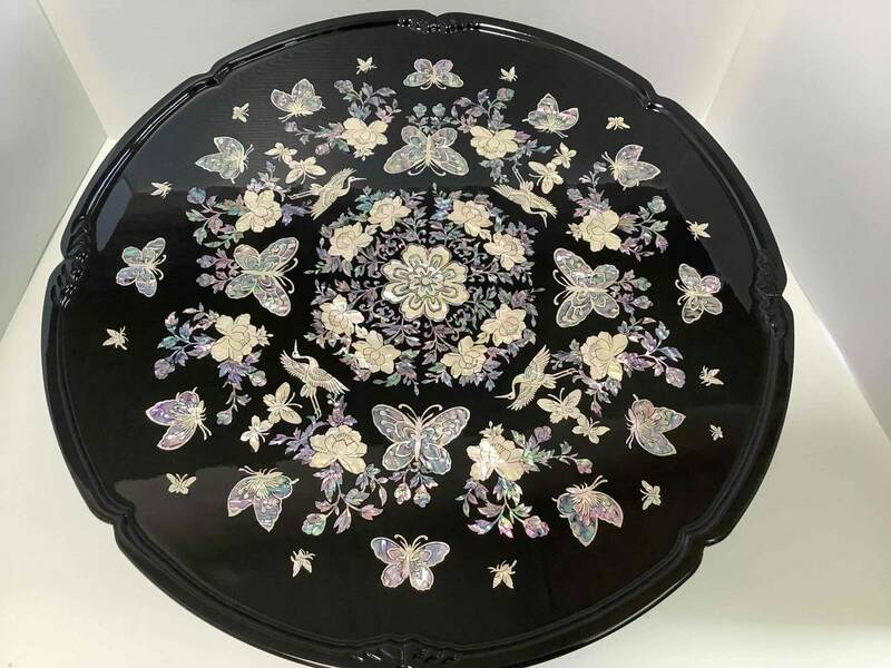 ◆韓国雑貨◆螺鈿細工◆漆塗り折りたたみ式高級お膳◆蝶・花・鶴◆