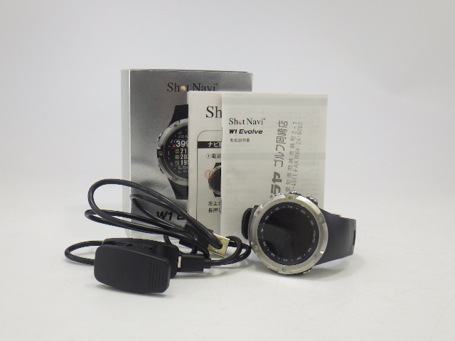 x3F083Z70 美品 Shot Navi ショットナビ W1 Evolve Golf GPS Watch ゴルフ 時計 テクタイト ブラック 黒