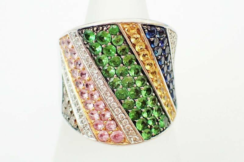 K18　マルチカラー　ダイヤモンド　デザイン　リング　指輪/K225852