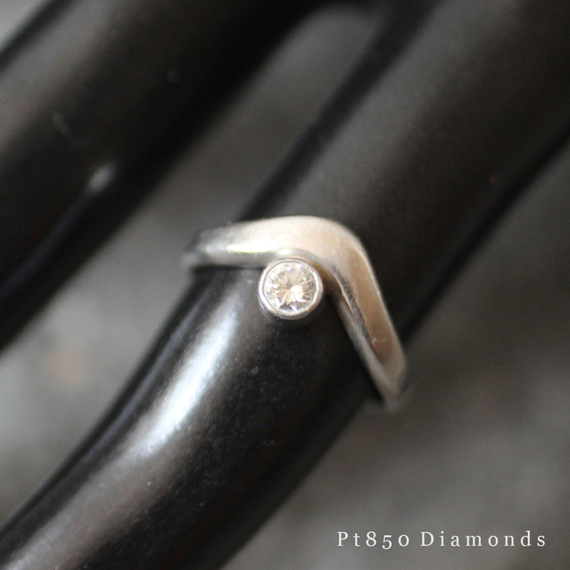 Pt 850 天然 ダイヤ モンド プラチナ デザイン リング 8号 3.4g レディース アクセサリー ジュエリー 指輪 宝石 Pm 850