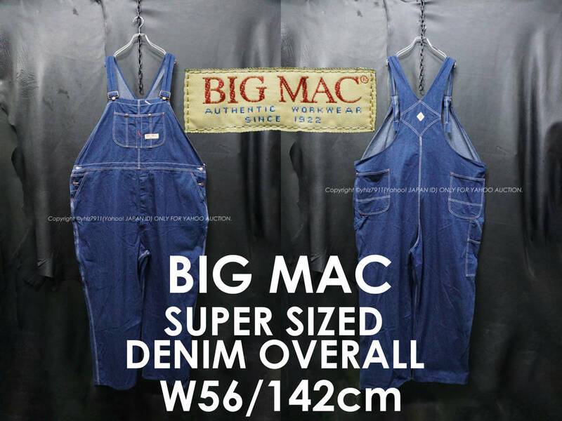 90's BIG MAC 特大サイズ デニムオーバーオール W56/142cm 大きいサイズ スーパーサイズ ジーンズ インディゴ ペニーズ ビンテージ