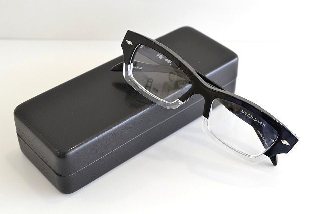 隆織 メガネフレーム TO-015 職人手作り　ブラッククリア　新品未使用